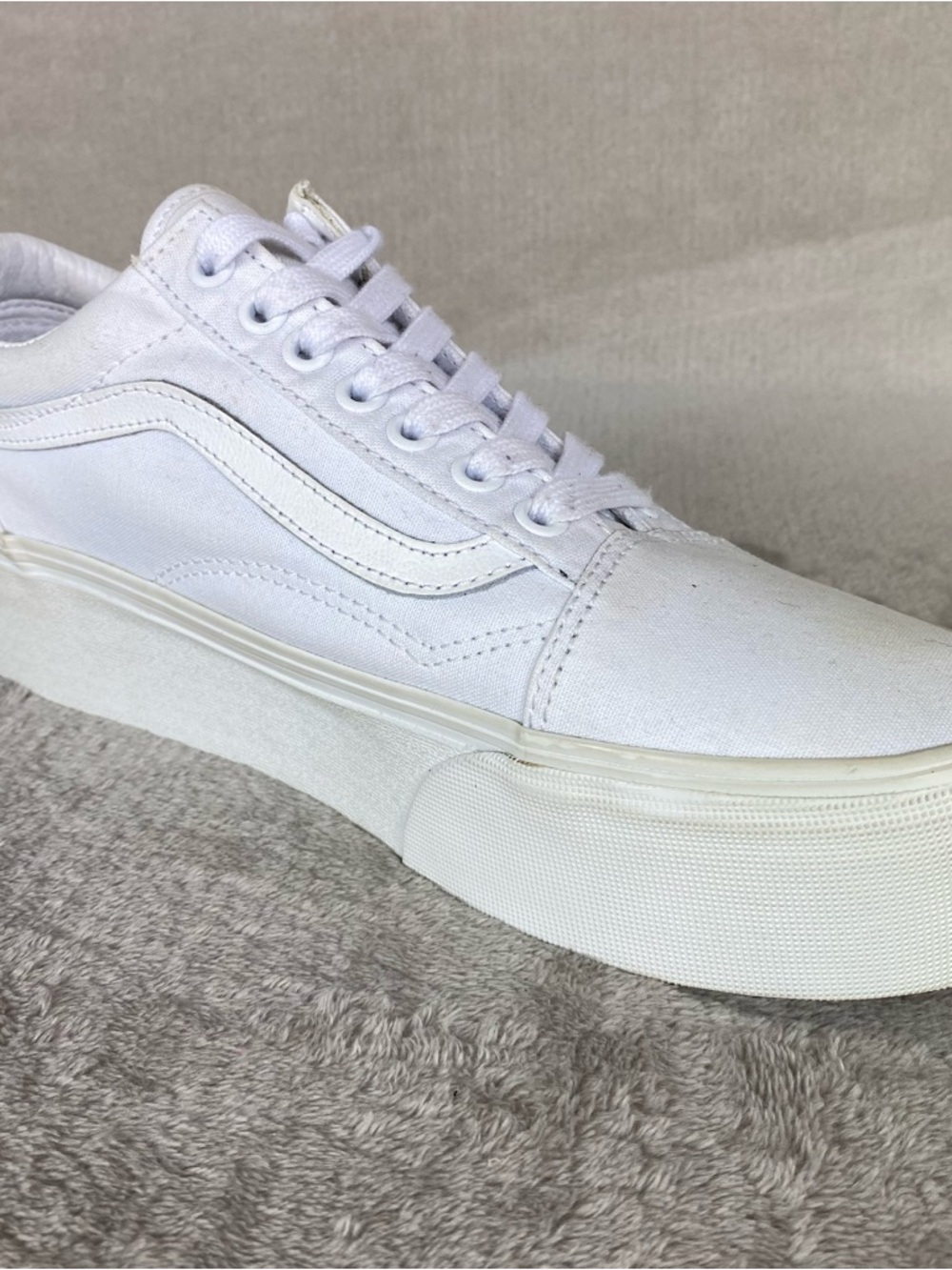 Vans Old Skool Stackform Shoes Womens Size 10 White Canvas Platform - Picture 6 of 11